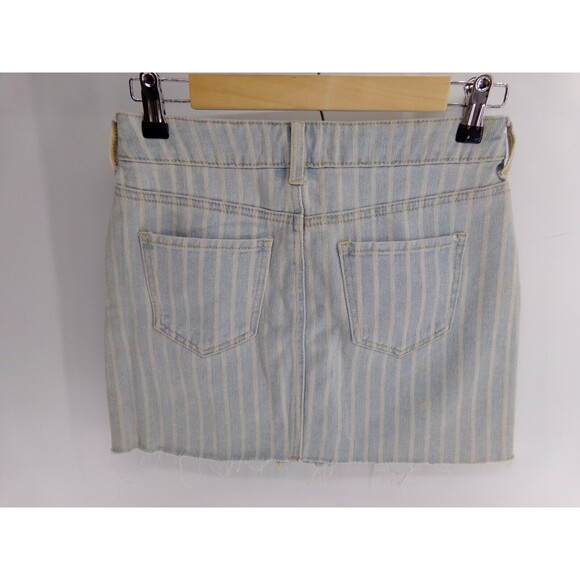 PacSun Women’s Blue Denim Cut Off  Mini Jean Skirt Striped Size 25 - Picture 2 of 7